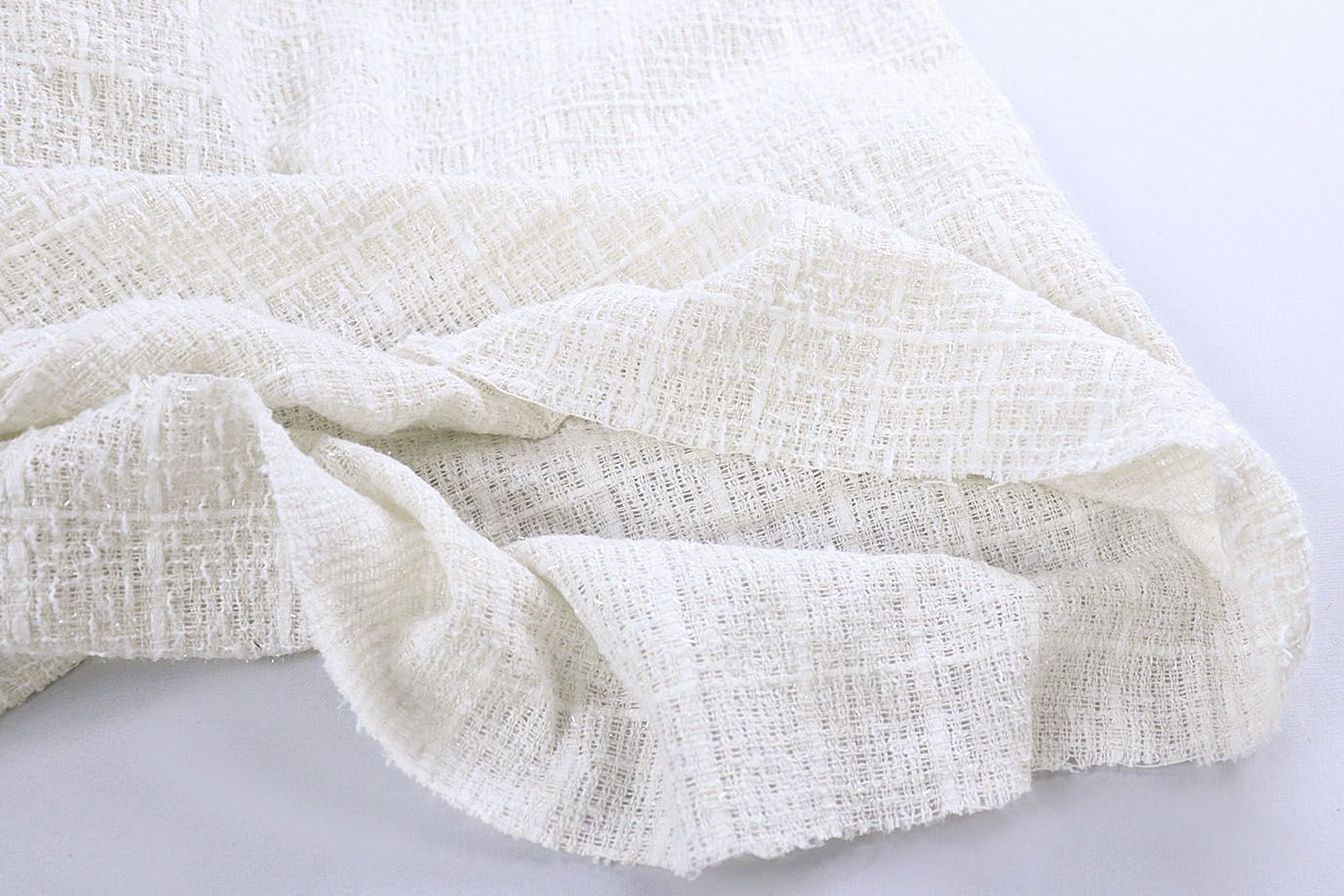 Костюмная ткань "Шанель" с люрексом/молочный 1422-PY/C#1