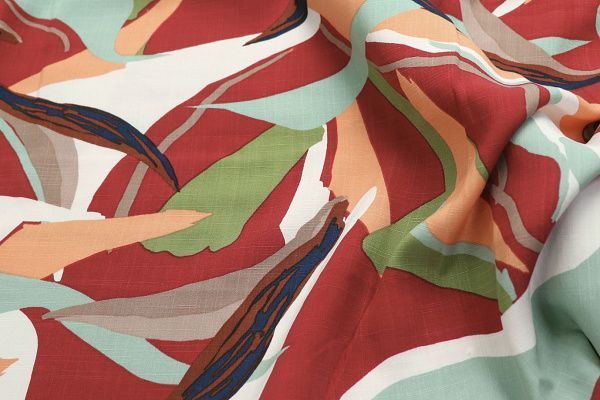 Штапель слаб принт/красно-оранжевый 2949-PY/D#9743-436/C#3