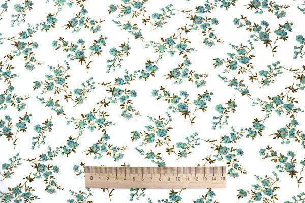 Шифон принт/цветы зеленые на белом 3926-PY/D#5/C#2