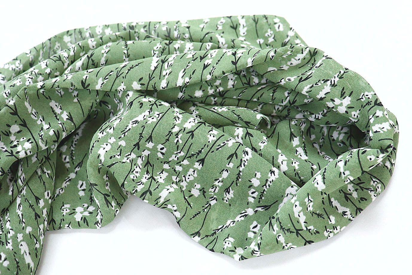 Шифон принт/цветы белые на пыльно-розовом 3707-PY/D#53/C#6