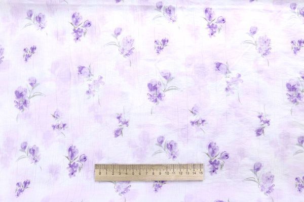 Лен "Медея" принт/цветы сиреневые на белом 4098-PY/D#4/C#4