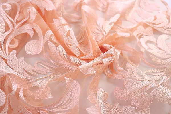 Сетка с вышивкой/персиковый 2775/D1/C#3
