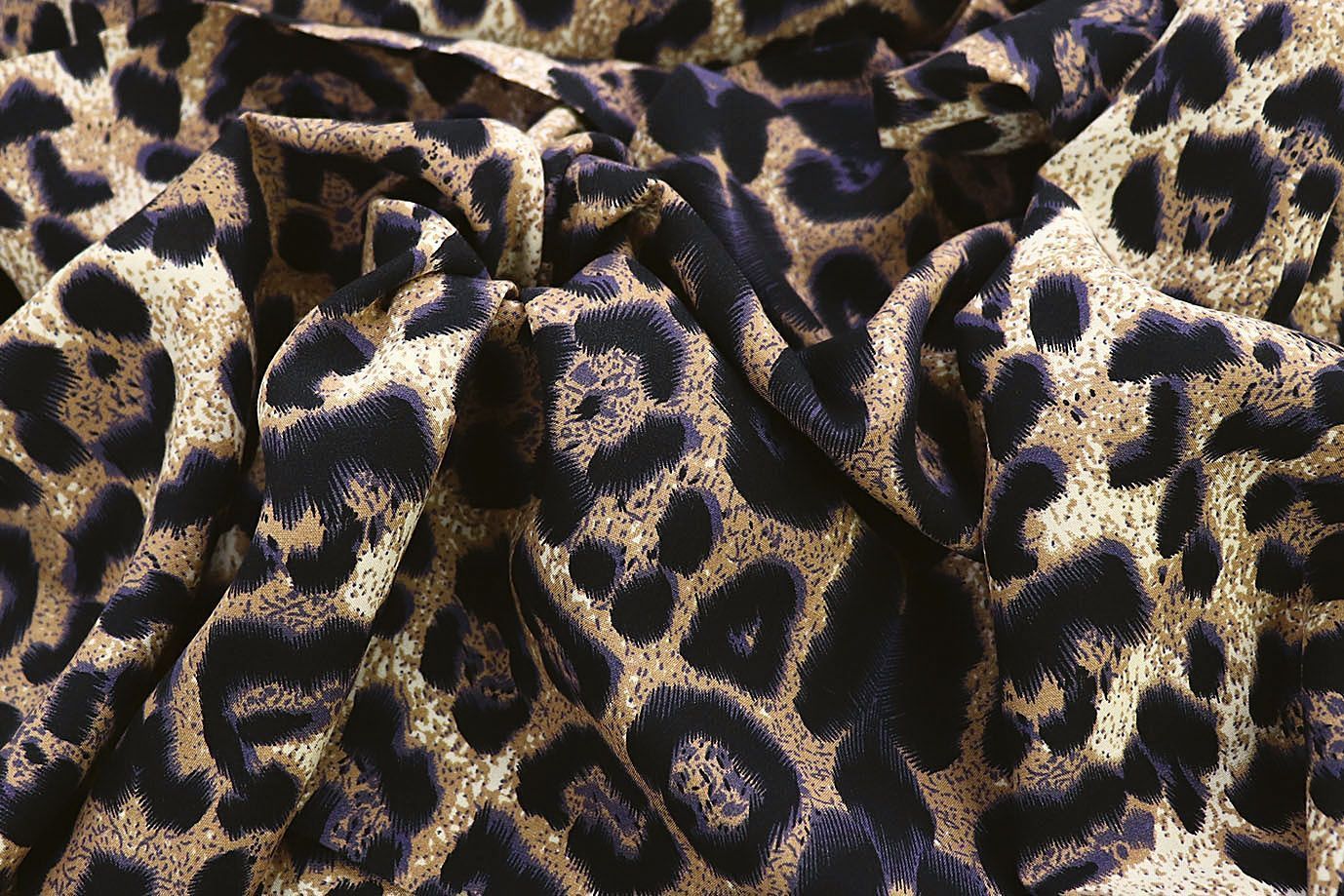 Штапель принт/леопард черно-фиолетовый на бежевом 3861-PY/D#9/C#1