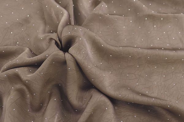 Шелк "Токио" креш со стразами/темно-коричневый 3805-PY/C#20 (11901)