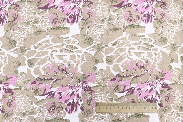 Лен БОХО принт/розово-бежевый на белом 3810-PY/D#1/C#2