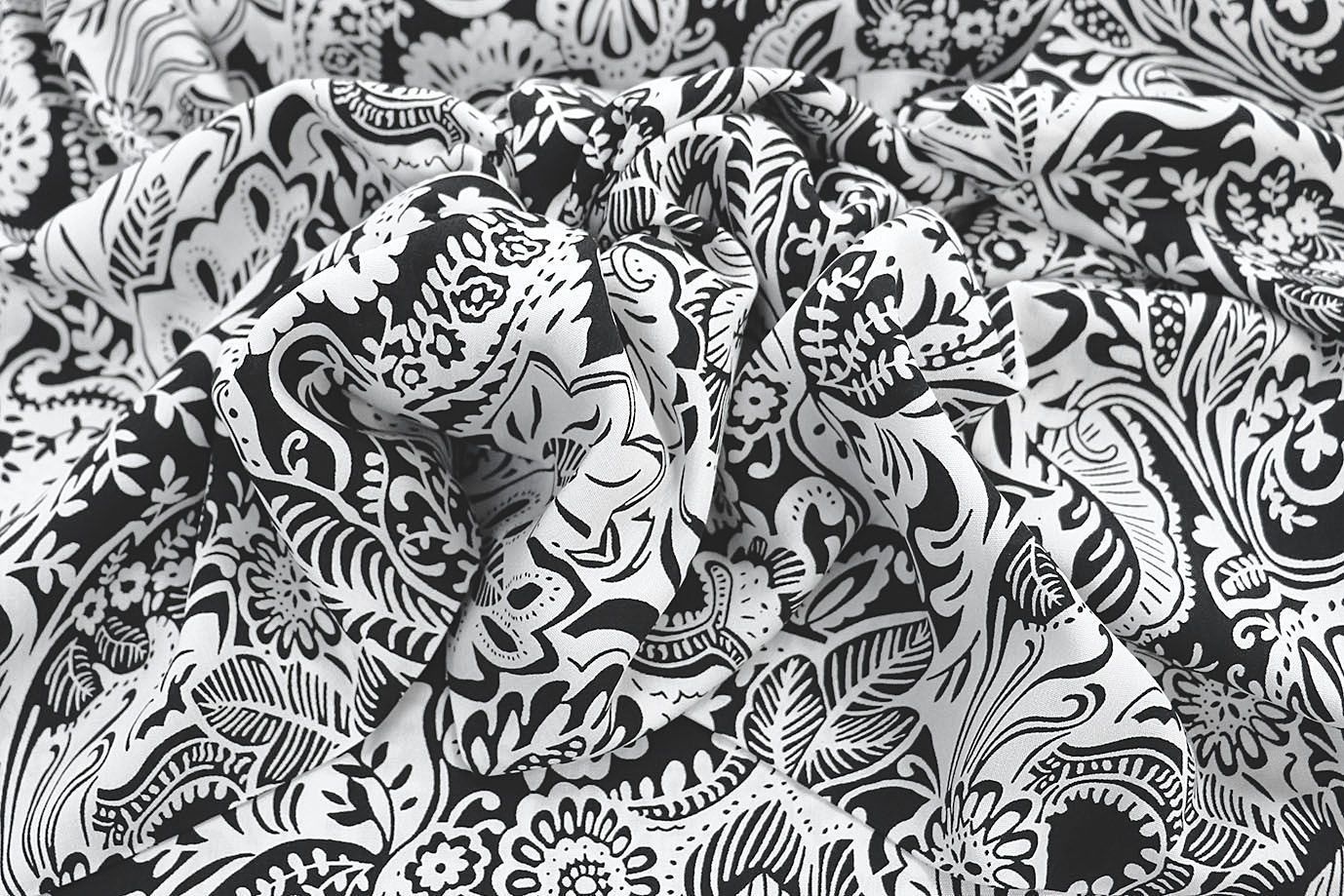 Штапель принт/узор белый на черном 1374-PY/D#39/C#4