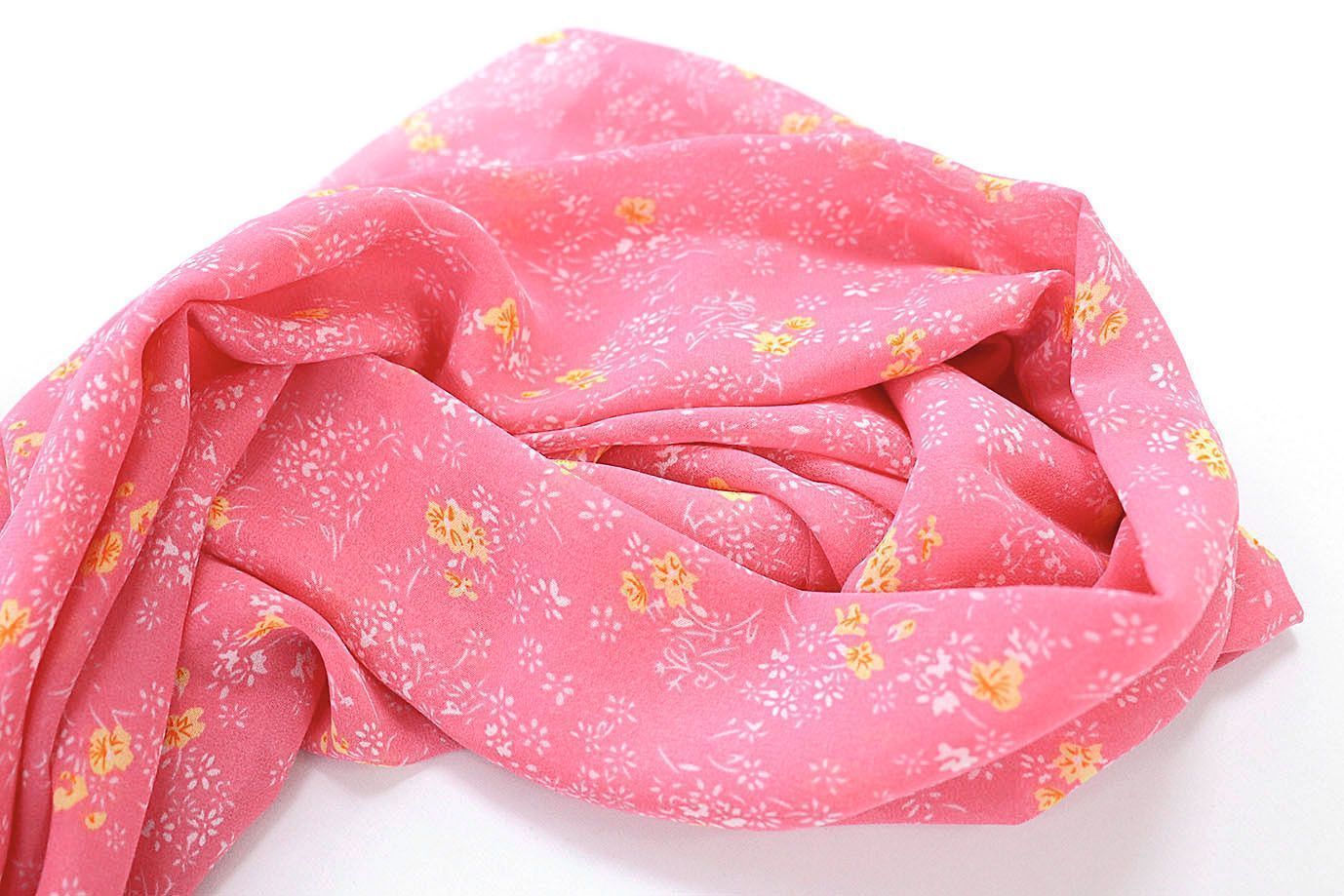 Шифон принт/цветы желтые на розовом 3707-PY/D#18/C#3