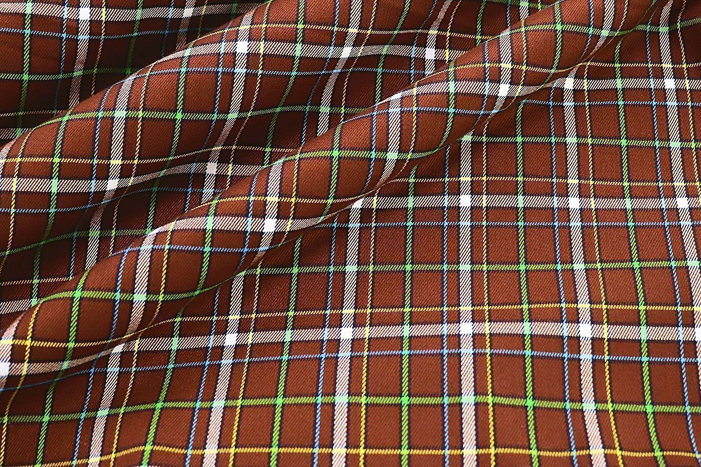 Костюмная ткань принт/клетка темно-коричневая 2581-PY/D#4/C#3
