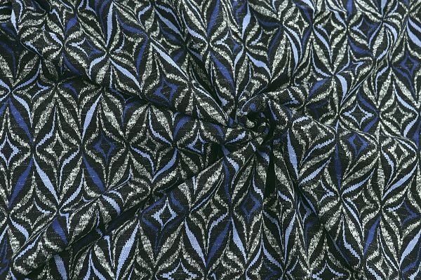 Трикотаж жаккард принт/черно-бело-синий 3579-PY/D#14/C#2