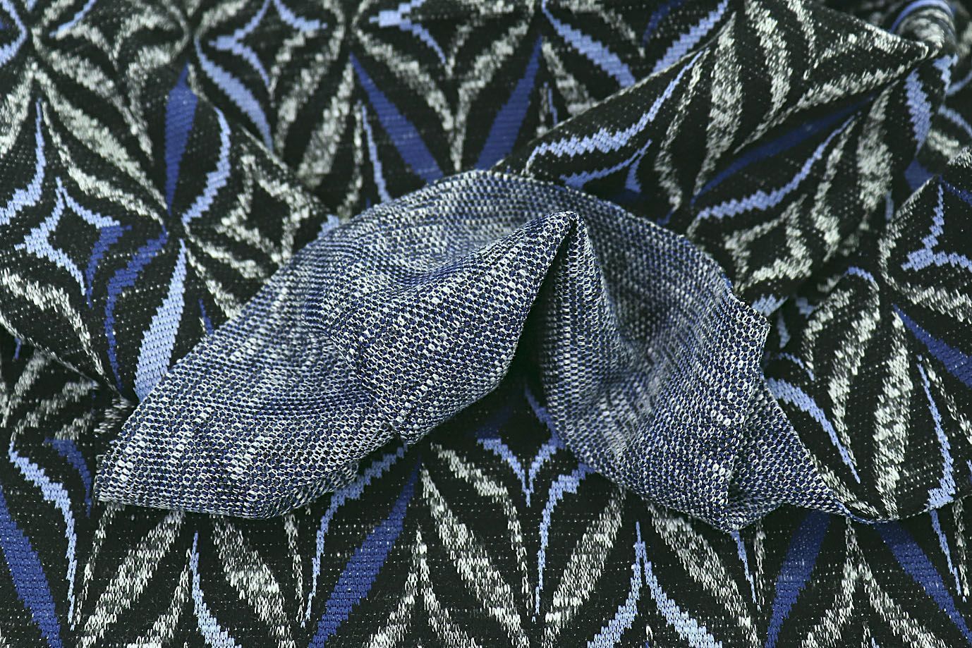 Трикотаж жаккард принт/черно-бело-синий 3579-PY/D#14/C#2