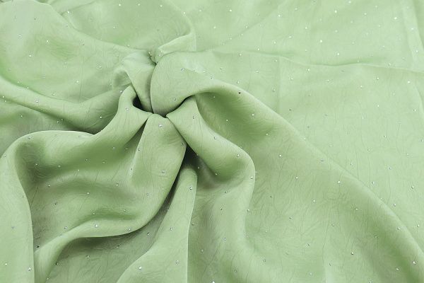 Шелк "Токио" креш со стразами/мятный 3805-PY/C#22