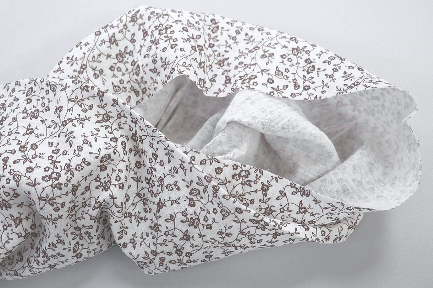 Муслин принт/цветы коричневые на белом 1393-PY/D#11/C#1