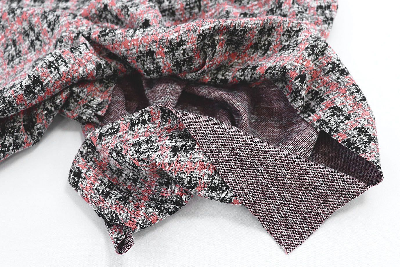 Трикотаж принт/клетка черно-розовая 2693/D#5