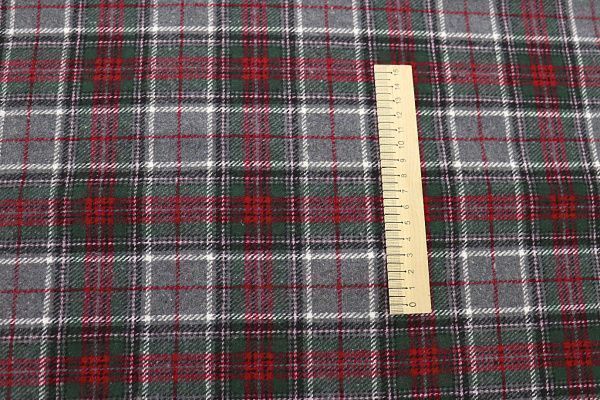 Пальтовая ткань принт/клетка серо-зелено-красная AP210901069/D#743-8658/C#1