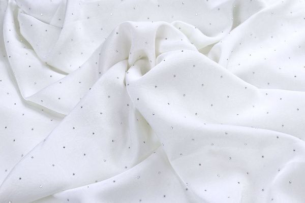 Сатин креш со стразами/белый 12355/C#1