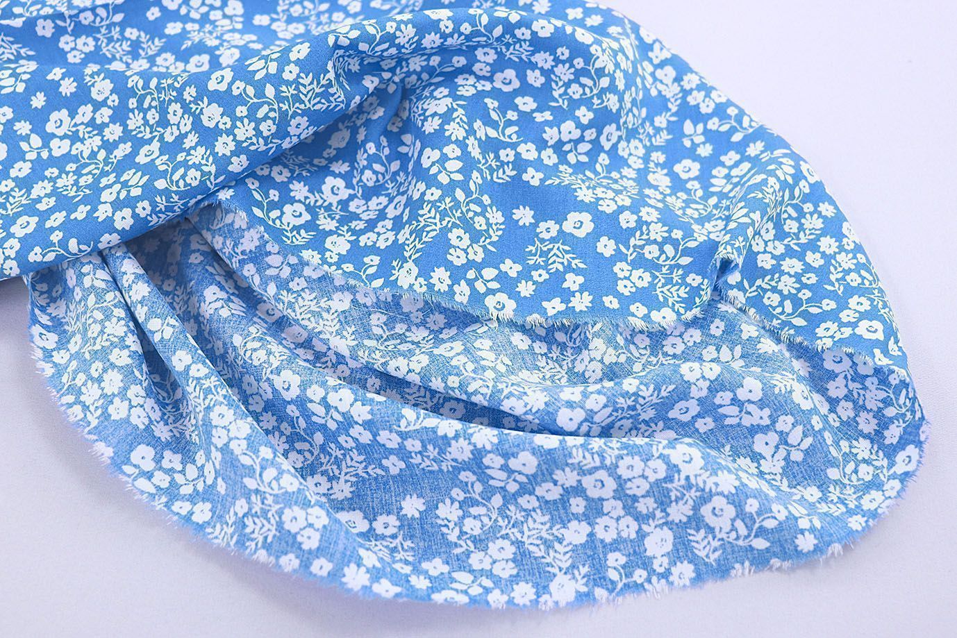 Штапель принт/цветы белые на синем 1382-PY/D#1/C#2