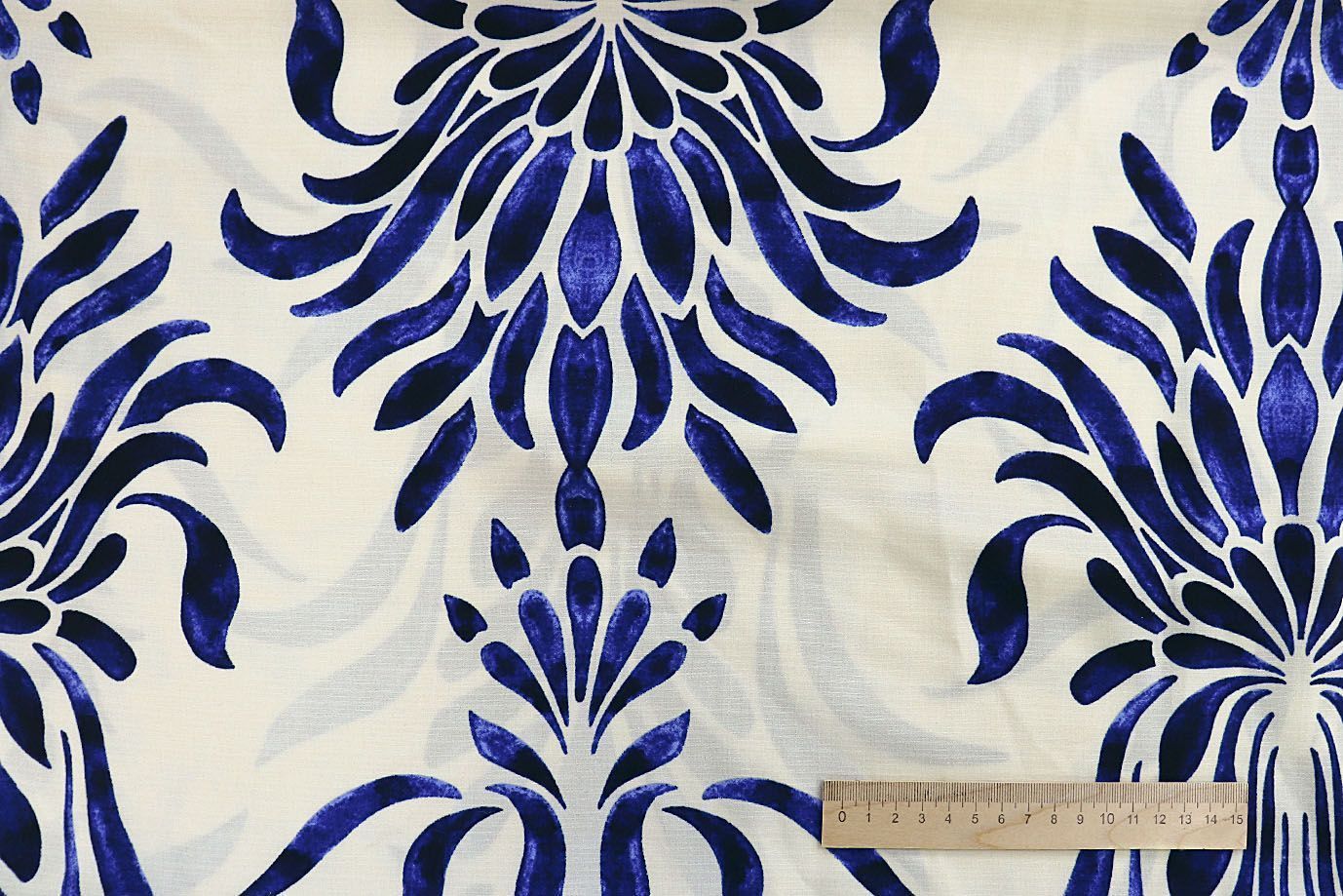 Лен слаб принт/синий на молочном 3797-PY/D#1/C#1