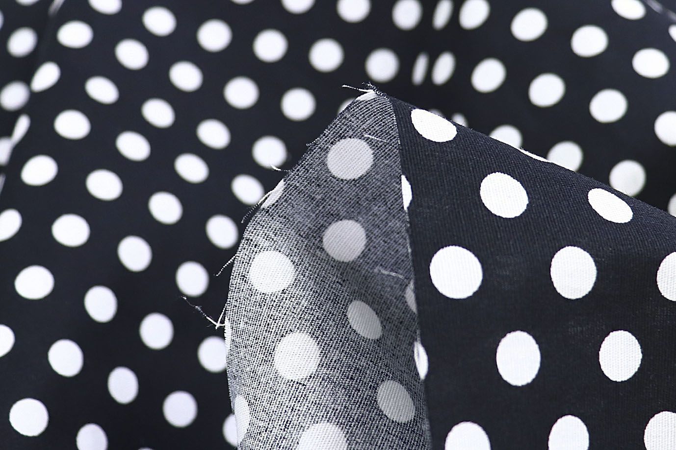 Хлопок "Поплин" стрейч принт/горох белый на черном 3716-PY/D#1/C#6