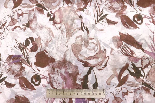 Шелк TENCEL принт/цветы коричневые на светло-розовом 4225-PY/D#5/C#1