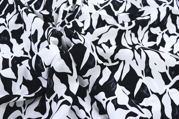 Штапель принт/цветы белые на черном 1382-PY/D#3/C#6