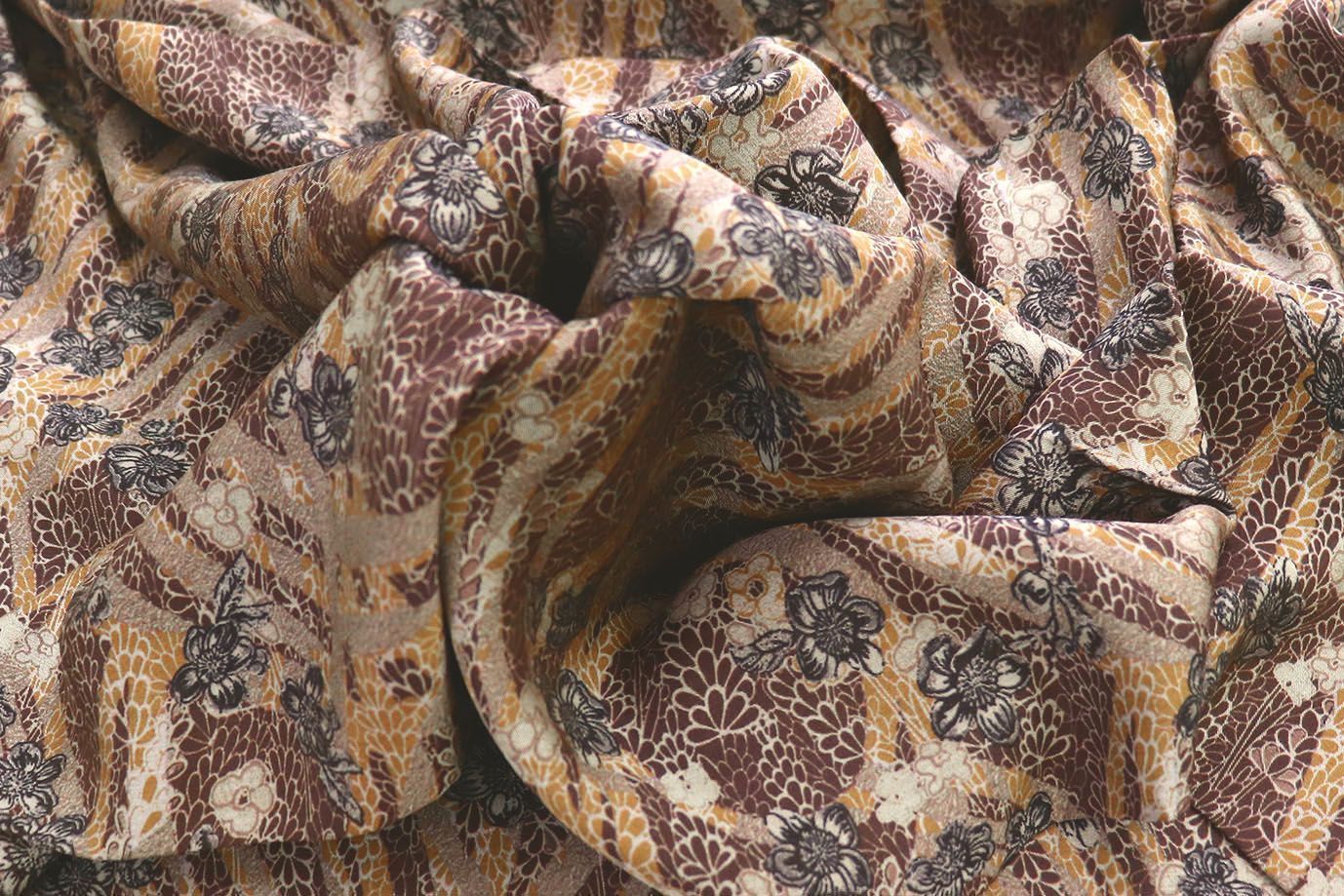 Сатин "Морокко" принт/серо-желтый на коричневом 3888-PY/D#4/C#1