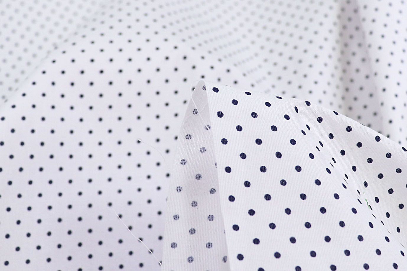 Хлопок "Поплин" стрейч принт/горох черный на белом 3716-PY/D#2/C#1