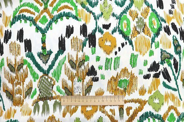 Штапель принт/зелено-оранжевый на белом 3858-PY/D#2/C#2