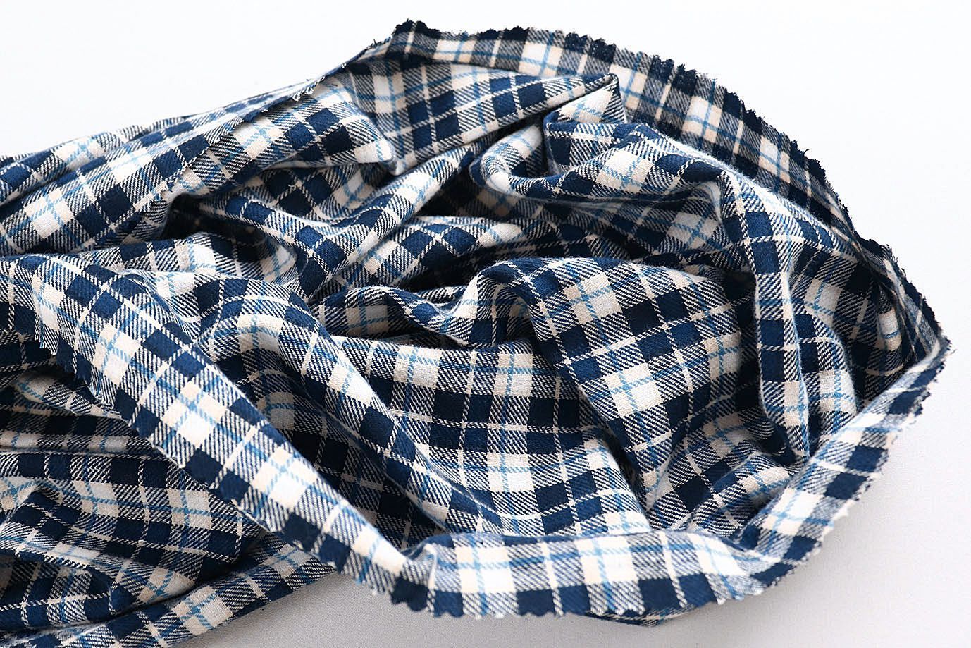 Рубашечная ткань принт/клетка бело-синяя 4015-PY/D#36396