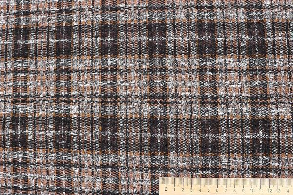 Трикотаж жаккард принт/клетка бежево-серый 3257-22-PY/D#11/C#3