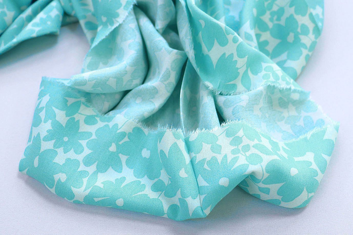 Штапель принт/цветы бирюзовые на белом 1374-PY/D#11/C#4