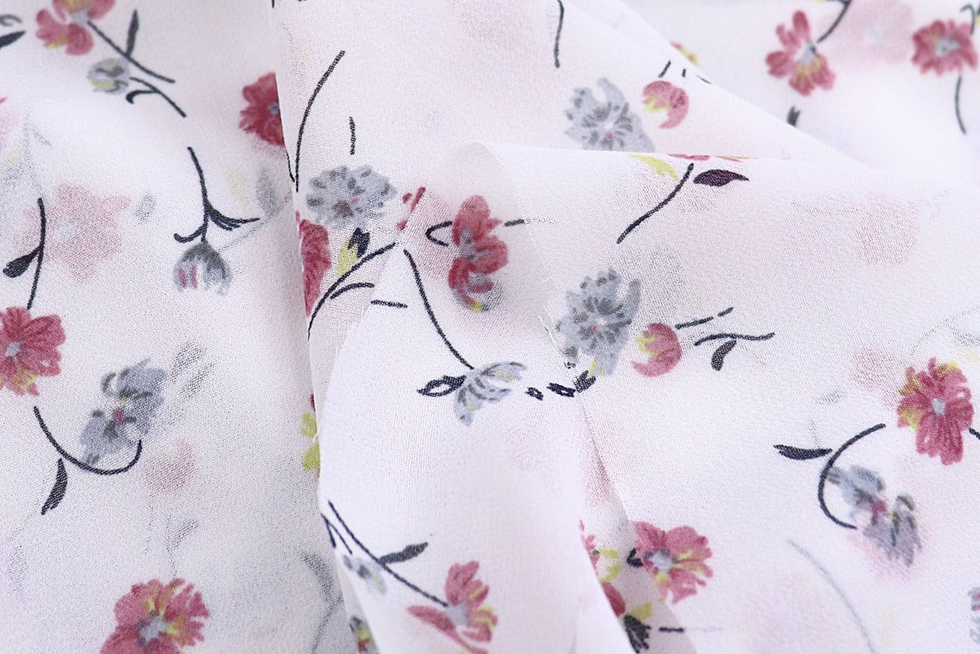 Шифон принт/цветы розовые на молочном 4241-PY/D#1/C#2