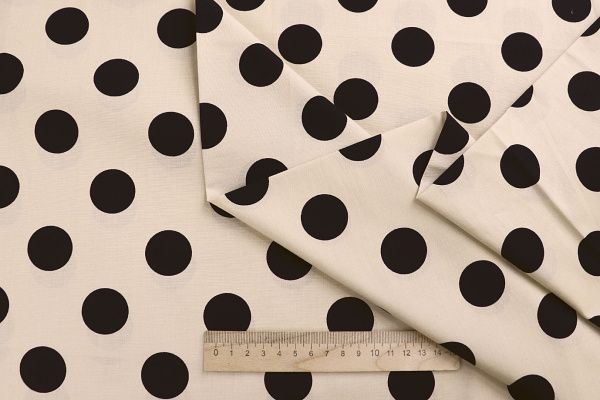 Хлопок "Поплин" стрейч принт/горох черный на бежевом 4235-PY/D#2/C#4