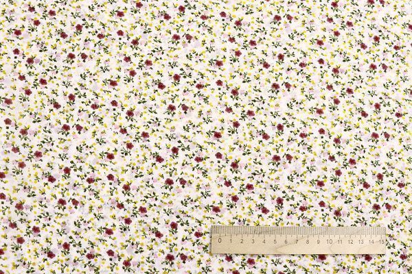 Шифон принт/цветы розово-красные на молочном 4247-PY/D#6/C#2