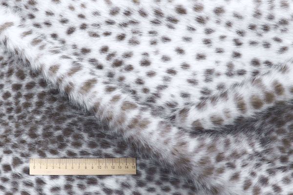 Искусственный мех "Рысь" принт/пятна бежевые на белом 1207-31804/C#Beige