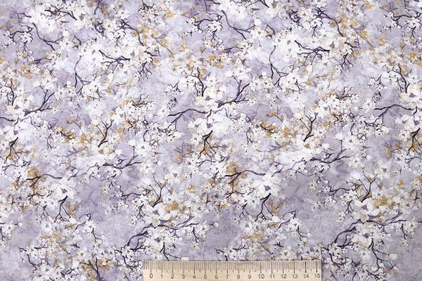 Штапель принт/белый с охрой на лиловом 4105-PY/D#1/C#1