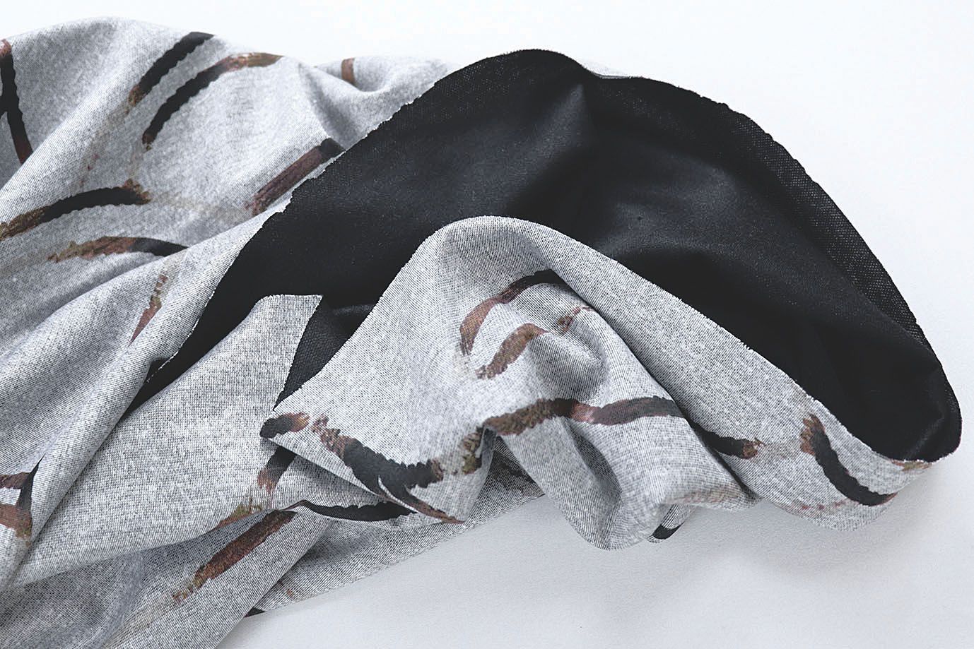 Трикотаж "Модал" принт/черно-коричневый на сером 1419-PY/D#3/C#1