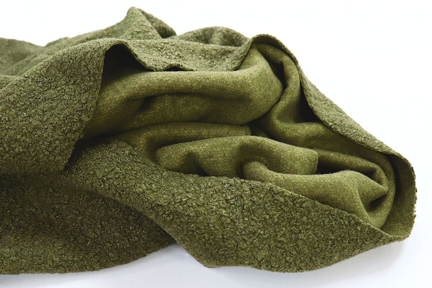 Пальтовая ткань "Букле"/болотный 7416/C#8