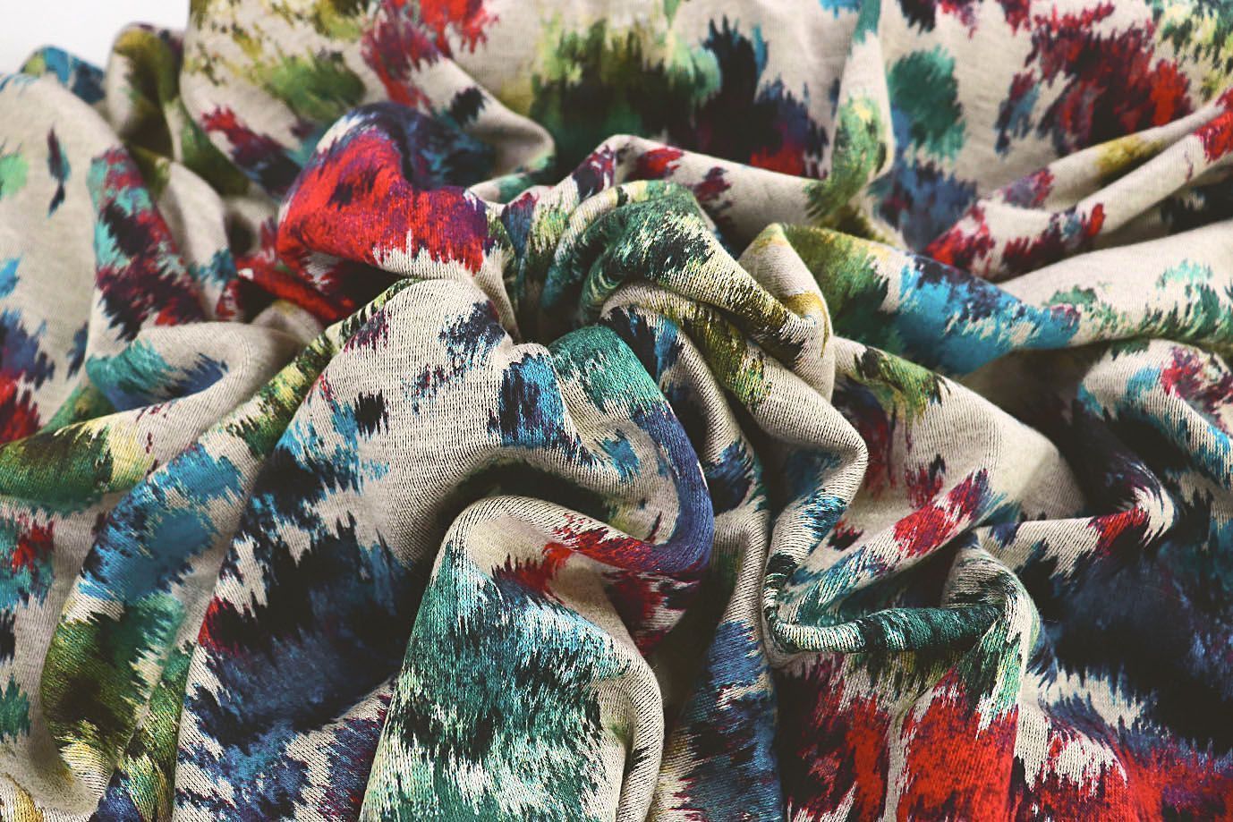 Трикотаж "Модал" принт/цветы на бежевом 3561-PY/D#16/C#1