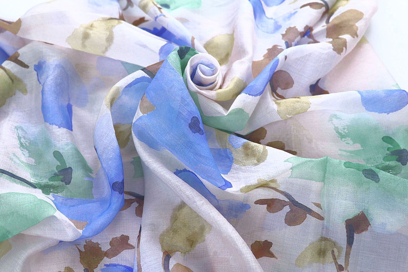 Вуаль принт/цветы сине-зеленые на розовом 4080-PY/D#23/C#2