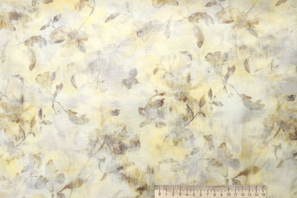 Вуаль принт/цветы коричнево-желтые на молочном 4100-PY/D#2/C#1