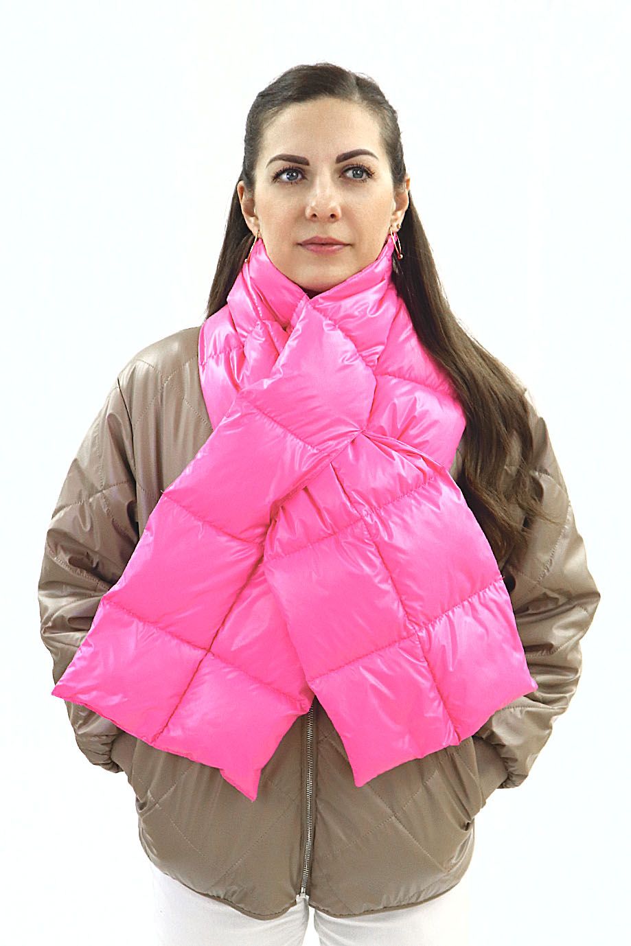 Шарф пуховый "Aria" квадратная стежка/розовый Шарф пуховый "Aria"