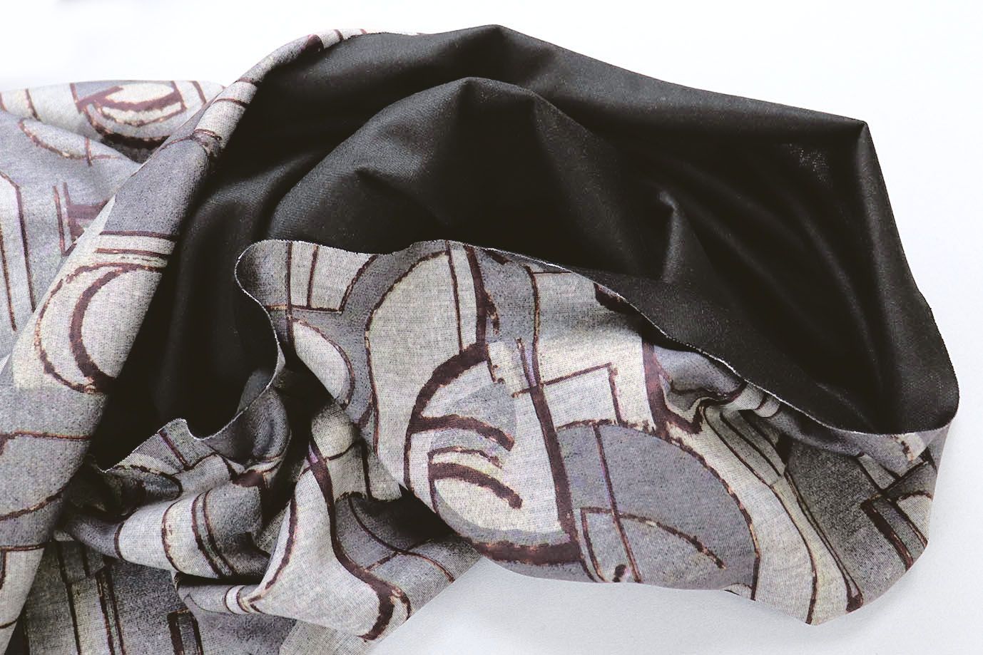 Трикотаж "Модал" принт/серо-коричневый на бежевом 1419-PY/D#1/C#1