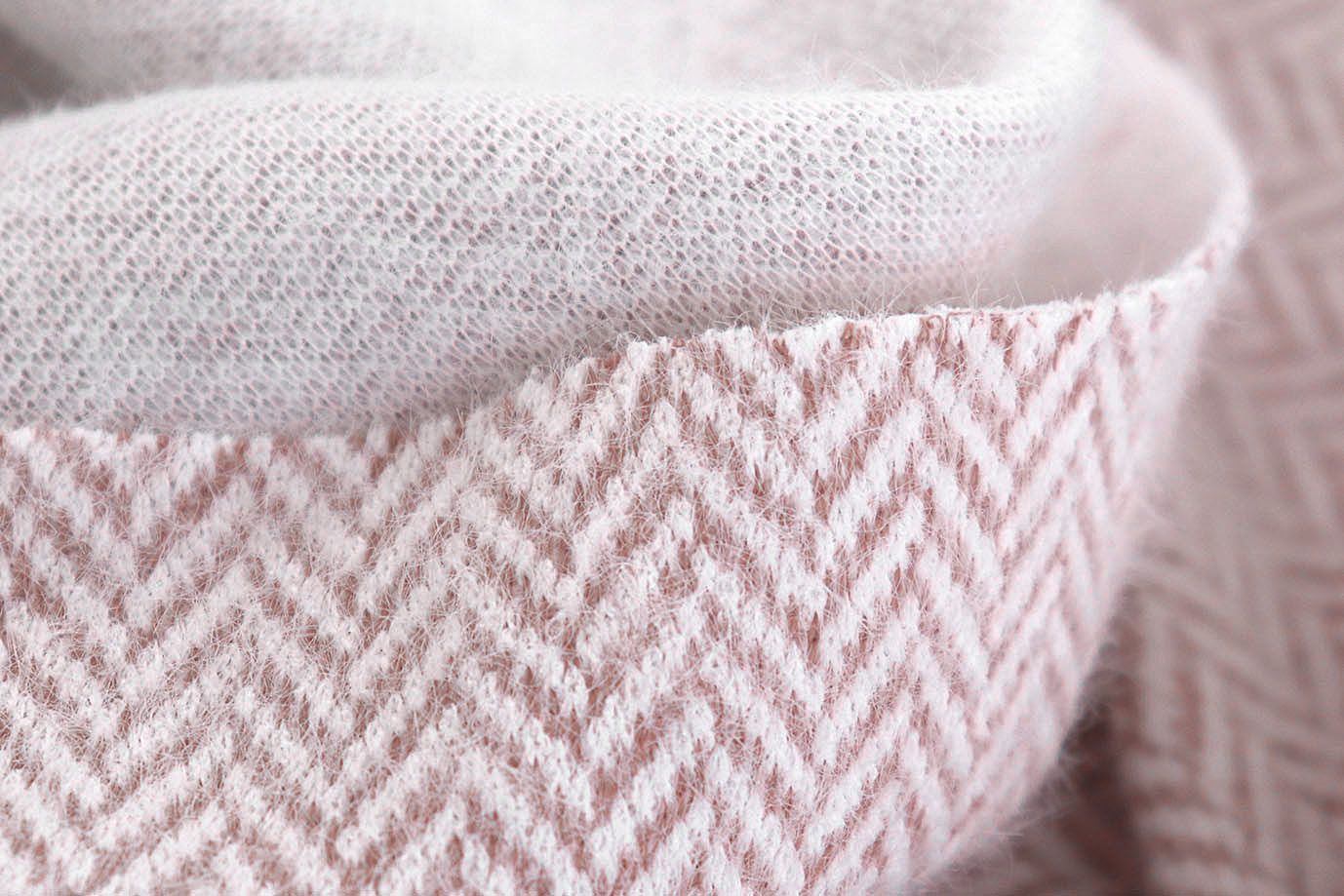 Трикотаж "Альпака" жаккард/елочка бело-розовая 3762-PY/D#2/C#1