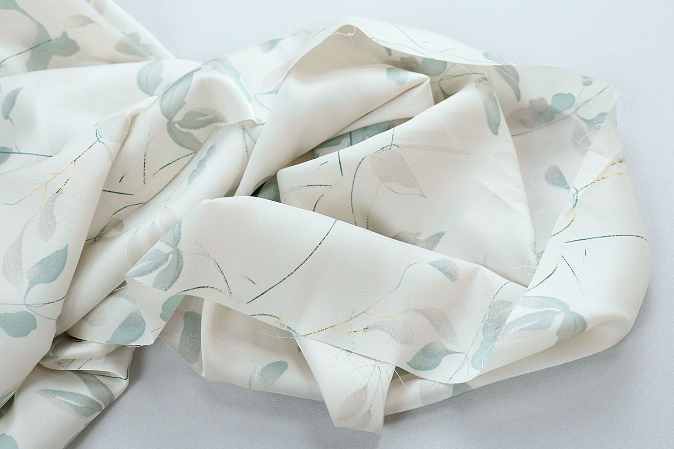 Сатин "Армани" принт/цветы серо-изумрудные на белом 4021-PY/D#2/C#1