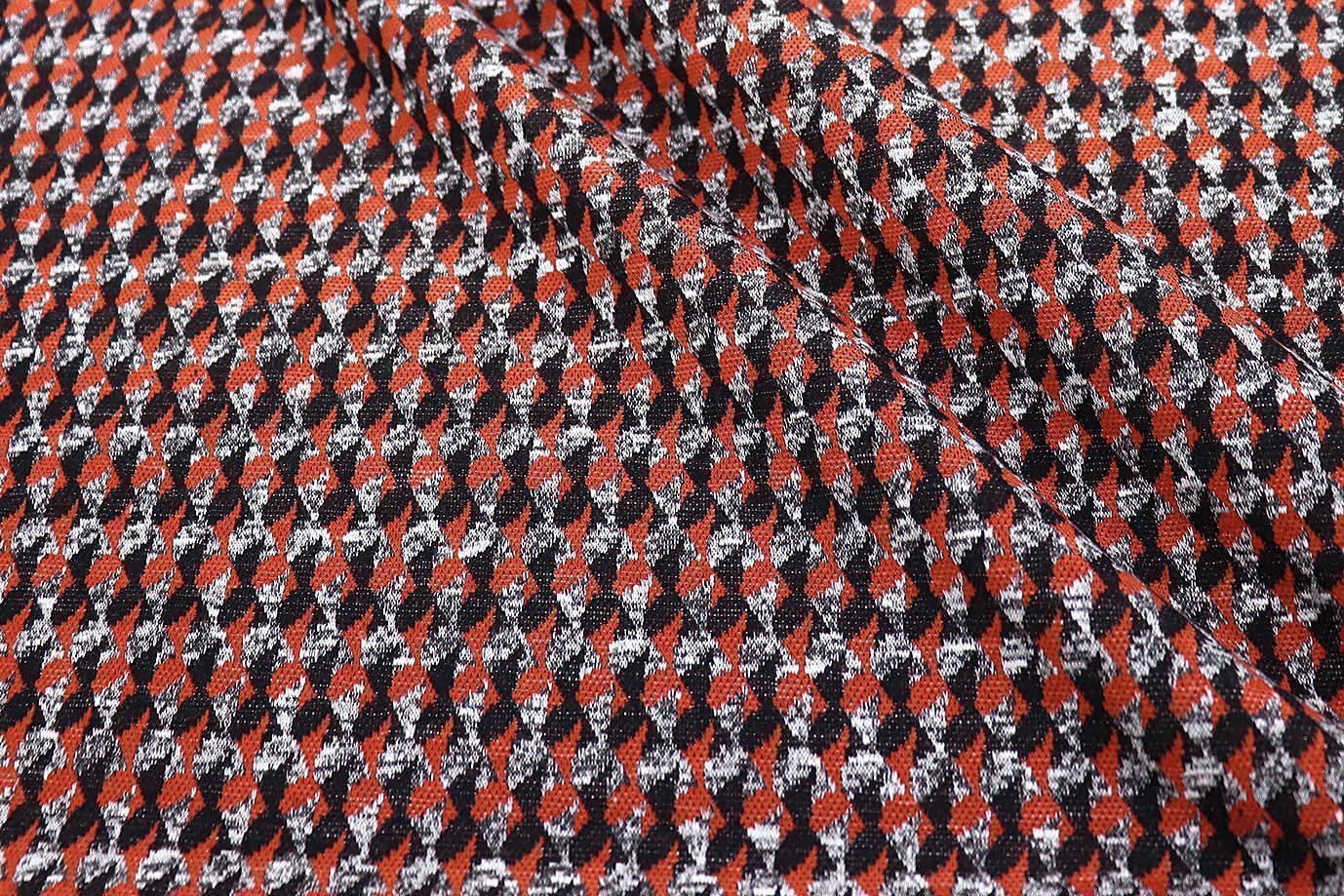 Трикотаж жаккард принт/оранжево-серый 3257-22-PY/D#17/C#3