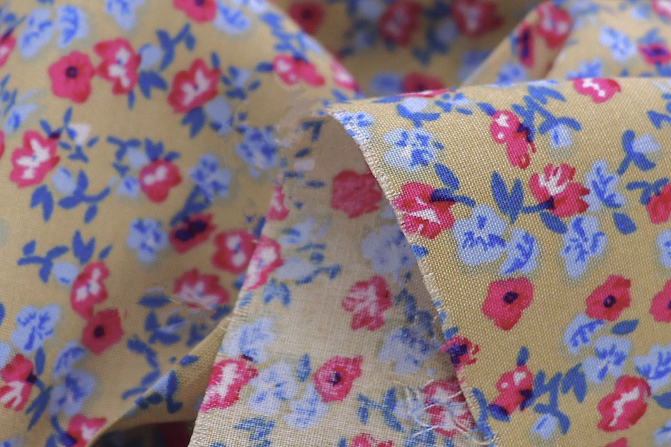 Штапель принт/цветы сине-малиновые на бежевом 3860-PY/D#45/C#4