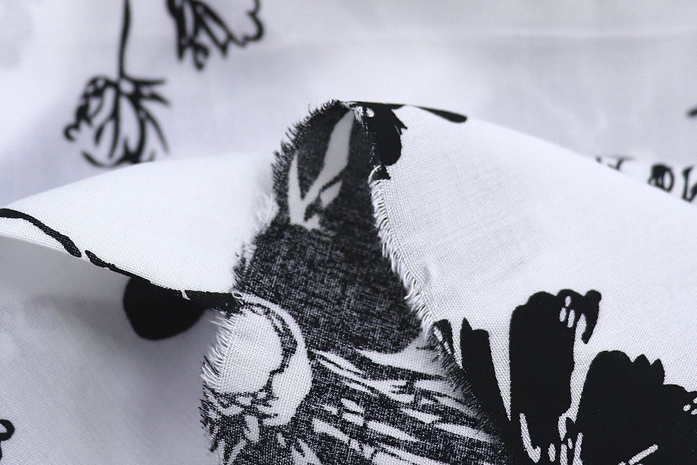 Штапель принт/цветы черные на белом 1382-PY/D#11/C#2