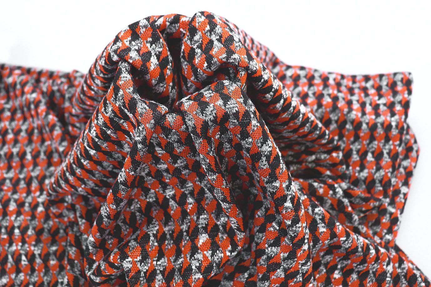 Трикотаж жаккард принт/оранжево-серый 3257-22-PY/D#17/C#3