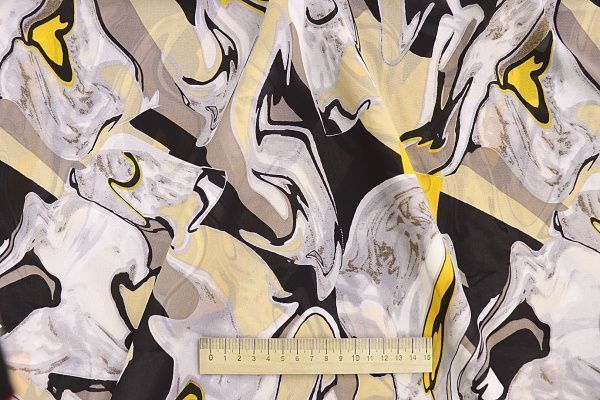 Шифон креп принт/бело-бежевый на черном 3617-PY/D#5/C#1 (11471)