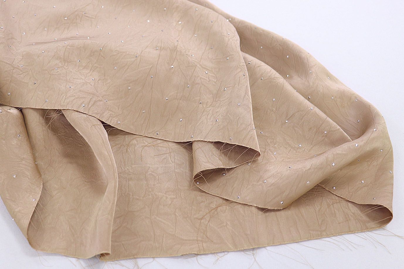 Шелк "Токио" креш со стразами/светло-коричневый 3805-PY/C#7